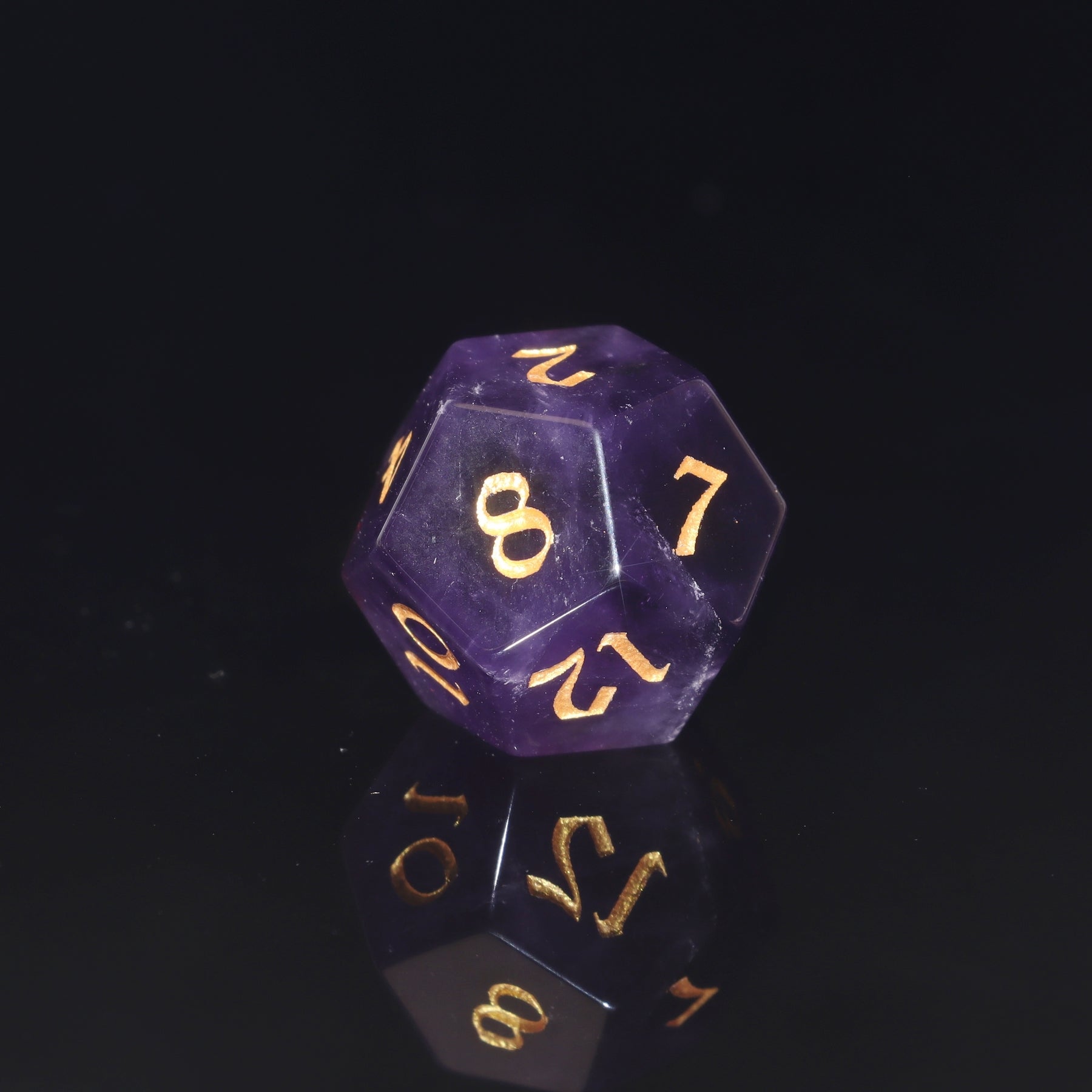 Fortitude - Amethyst Gemstone Dice Set | Hand Carved | 7 Polyhedral Dice | DnD Dice Set | Dungeons and Dragons | good RPG Game | DND | Gemstones