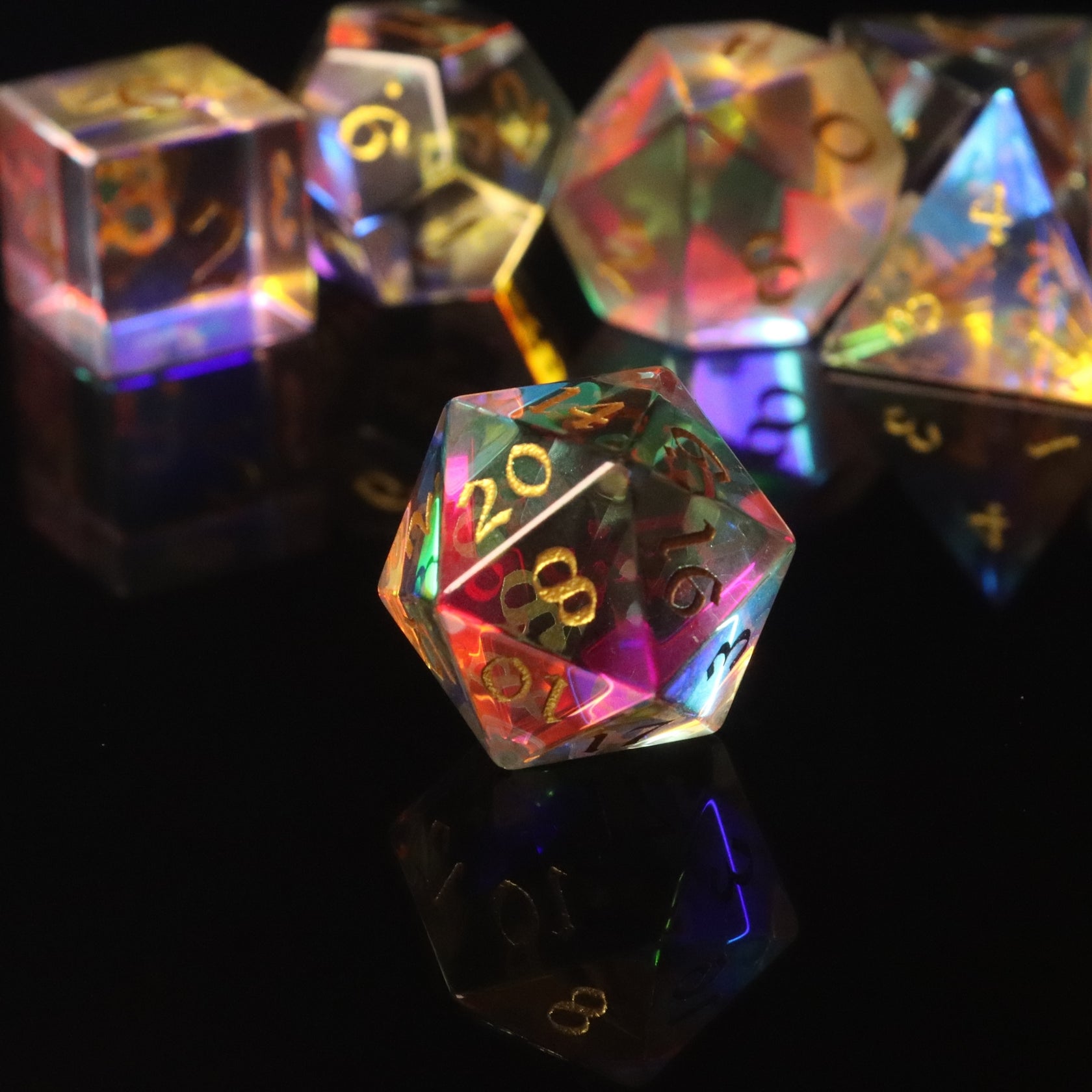 MAGISEVEN Prismatic Dichroic Glass DND Dice Set for Dungeons and Drago