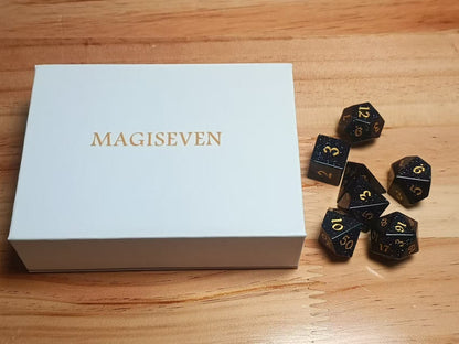 MAGISEVEN Blue Sandstone Natural Gemstone 7 pcs DND Dice Set